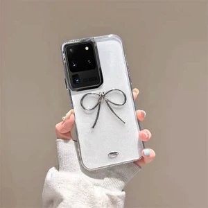 Samsung Galaxy S20 Ultra Uyumlu Kılıf Zebana Bow Silikon Kılıf Şeffaf