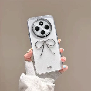 Xiaomi Redmi 14C Uyumlu Kılıf Zebana Bow Silikon Kılıf Şeffaf