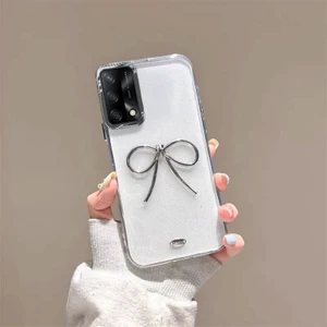 Oppo A74  Uyumlu Kılıf Zebana Bow Silikon Kılıf Şeffaf