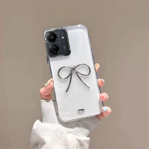 Xiaomi Poco C65 Uyumlu Kılıf Zebana Bow Silikon Kılıf Şeffaf