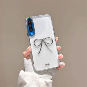 Samsung Galaxy A70 Uyumlu Kılıf Zebana Bow Silikon Kılıf Şeffaf