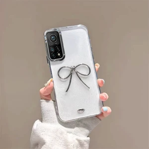 Xiaomi Mi 10T Pro Uyumlu Kılıf Zebana Bow Silikon Kılıf Şeffaf