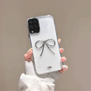 Samsung Galaxy A12 Uyumlu Kılıf Zebana Bow Silikon Kılıf Şeffaf