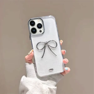 Apple iPhone 14 Pro Max Uyumlu Kılıf Zebana Bow Silikon Kılıf Şeffaf