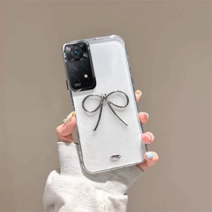 Xiaomi Redmi Note 11 Pro 4g Uyumlu Kılıf Zebana Bow Silikon Kılıf Şeffaf