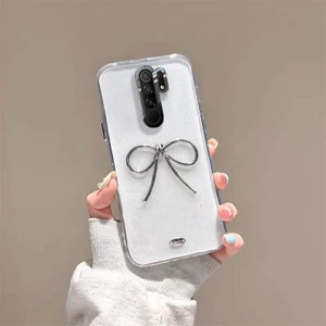 Xiaomi Redmi 9 Uyumlu Kılıf Zebana Bow Silikon Kılıf Şeffaf