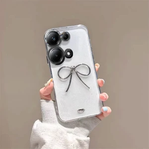 Xiaomi Poco M6 Pro Uyumlu Kılıf Zebana Bow Silikon Kılıf Şeffaf