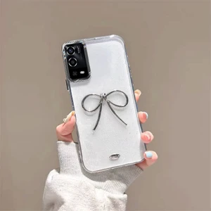 Oppo A55 Uyumlu Kılıf Zebana Bow Silikon Kılıf Şeffaf