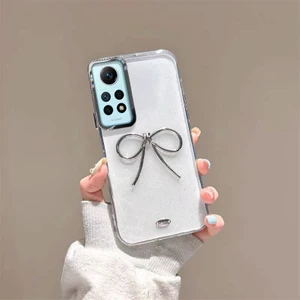 Xiaomi Redmi Note 12 Pro Uyumlu Kılıf Zebana Bow Silikon Kılıf Şeffaf