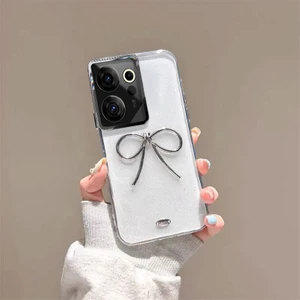 Tecno Camon 20 4g Uyumlu Kılıf Zebana Bow Silikon Kılıf Şeffaf