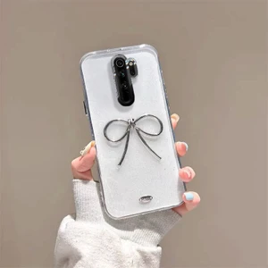 Xiaomi Redmi Note 8 Pro Uyumlu Kılıf Zebana Bow Silikon Kılıf Şeffaf
