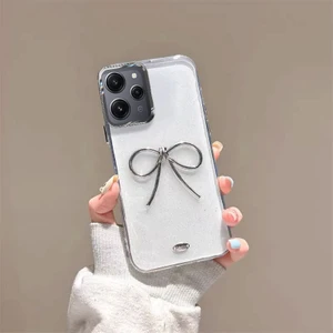 Xiaomi Redmi 12 Uyumlu Kılıf Zebana Bow Silikon Kılıf Şeffaf