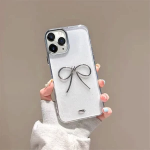 Apple iPhone 11 Pro Max Uyumlu Kılıf Zebana Bow Silikon Kılıf Şeffaf