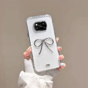 Xiaomi Poco X3 Pro Uyumlu Kılıf Zebana Bow Silikon Kılıf Şeffaf