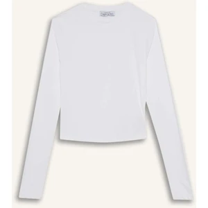 Fitted Bisiklet Yaka Uzun Kollu Tişört