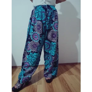 Beli Lastikli Etnik Desenli Viskon Pantolon %100 Pamuk