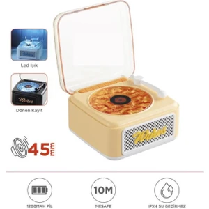 Nostalji Plak Görünüm Mini Dekor Waves Bt Işıklı Müzik Çalar Saat Tf Kart Aux Özellikli