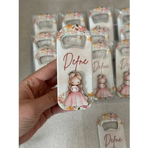 3 Boyutlu Kabartmalı Yeni Doğan Mevlit Hediyelik Bebek Açacak Magnet-Pembe Prenses Kız-20 Adet