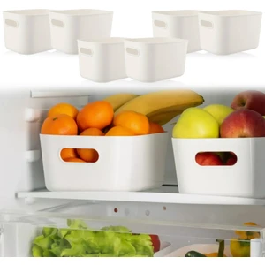 6'lı Buzdolabı Dolap Içi Düzenleyici Organizer Saklama Kabı Beyaz 6 x 4 Litre