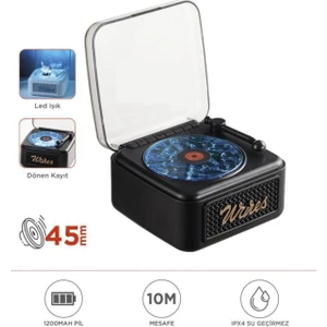 Nostalji Plak Görünüm Mini Dekor Waves Bt Işıklı Müzik Çalar Saat Tf Kart Aux Özellikli