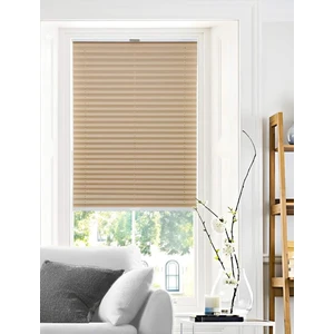 Bej Plise Perde Katlanır Cam Balkon Perdesi - Ofis Perdesi - Mutfak Perdesi