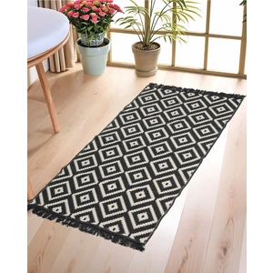 60X85 Çift Taraflı Yıkanabilir Siyah-Beyaz Halı Kilim