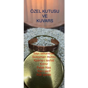 Zırh Dua'lı Saf Bakır Bilezik %100 Saf Bakır Bileklik özel kutu ve kuvars taşları