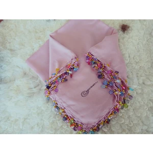 El  Emeği Kristal Damla Boncuklu Yazma ,tülbent Yemeni, Fular ,4 Kenar Oyalı