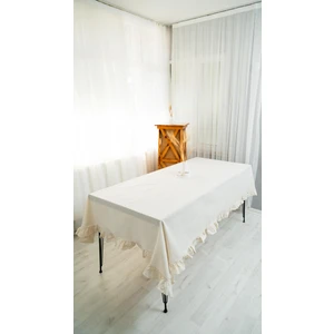 Rufle | 160X230 cm Ham Renk Fırfırlı Dikdörtgen Masa Örtüsü – Zarif ve Doğal Görünüm