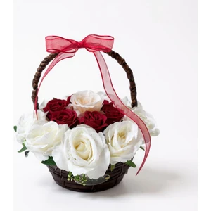 16 Lı Beyaz Kırmızı Gül Orta Boy Hediye Gül Sepeti