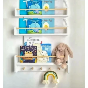 50X9 3'lü Mdf Çocuk Odası Montessori Eğitici Set, Askılık Raf, Kitaplık, Banyo, Antre Hol, Giriş Askılık, Mutfak Gereçleri