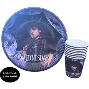 Wednesday Karton Tabak Bardak 8 Li Set