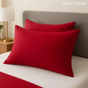Rozet Tekstil Bordo Yastık Kılıfı Pamuk Kumaş Kapaklı (2 Adet) 50  x  70  cm