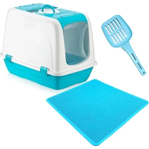 Kapalı Büyük Boy Kedi Tuvaleti Xxl 52X66X46CM Elekli Paspas Hediyeli