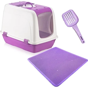 Kapalı Büyük Boy Kedi Tuvaleti Xxl 52X66X46CM Elekli Paspas Hediyeli