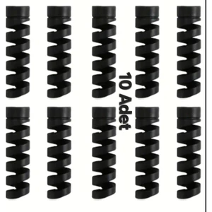 10 Adet Esnek Silikon Spiral Kablo Koruyucu Şarj Kablosu Kulaklık Kablosu Koruyucu Yüksek Kalite