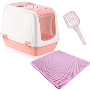 Kapalı Büyük Boy Kedi Tuvaleti Xxl 52X66X46CM Elekli Paspas Hediyeli