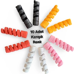 10 Adet Esnek Silikon Spiral Kablo Koruyucu Şarj Kablosu Kulaklık Kablosu Koruyucu Yüksek Kalite