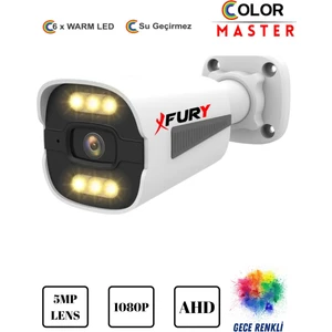 FURY 5mp Lens 1080p 6 x Ultra Led Gece Renkli Full HD Suya Dayanıklı Güvenlik Kamerası