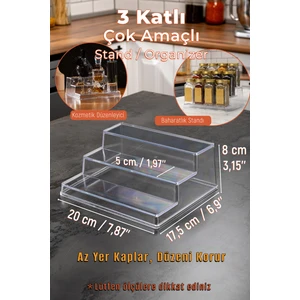 Mienda Home Şeffaf Pleksi Akrilik Merdiven Stand Baharatlık Standı Kozmetik Standı Organizeri