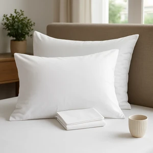 Rozet Tekstil Beyaz Yastık Kılıfı Pamuk Kumaş Kapaklı (2 Adet) 50 x 70 cm
