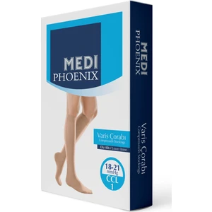 Medi Phoenix Varis Çorabı 18-21MMHG Dizaltı Ccl:1 Hafif Basınç Parmak Açık Bej