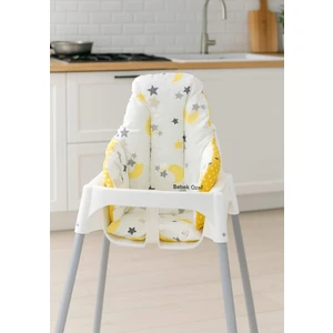 Bebek Özel Mama Sandalyesi Minderi Ergonomik Yumuşak Sarı Desenli 1 Adet Çift Taraflı Kullanım