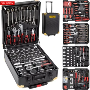 Tam Profesyonel 186 Parça El Aletleri Seti - Çekçekli Alüminyum Bavul