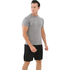 Domin Spor Erkek Kısa Kollu Gri Compression Fitness Gym Body Tshirt DMNS56321
