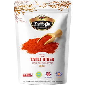 Zarifoğlu Baharat Tatlı Kırmızı Toz Biber 200 gr - Katkısız Yerli Üretim Taze Öğütülmüş