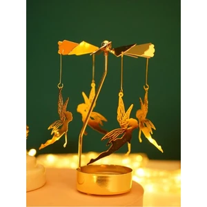 Altın Renkli Dönen Metal Mumluk Peri Kızı Elsa Tasarımlı