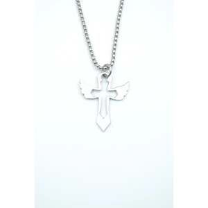 Bu Farklı Kanatlı Haç Örme Zincir Kolye - Gümüş Kaplama - Erkek Kadın Kolye - NO:1347