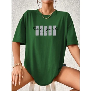 New York x Baskılı Beyaz Tshirt