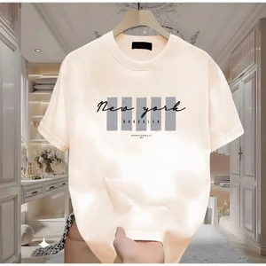 New York x Baskılı Beyaz Tshirt